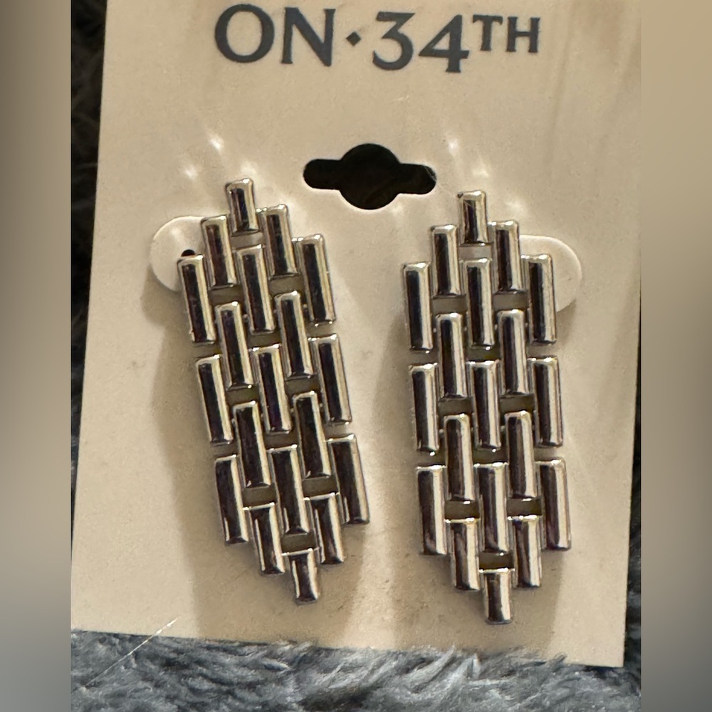 ON 34th Silver Geometric Earrings